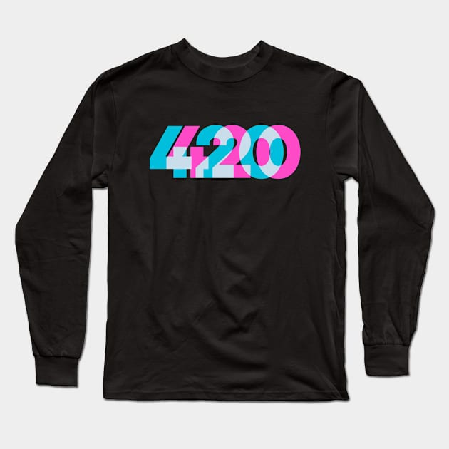 420 - Trippy Optical Illusion Effect Word Art Design Long Sleeve T-Shirt by PerttyShirty